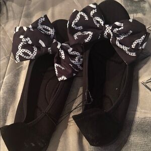 Seychelles Black Flats with Polka-Dot Bow